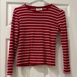 Talbots Red and White Striped Long Sleeve Tee